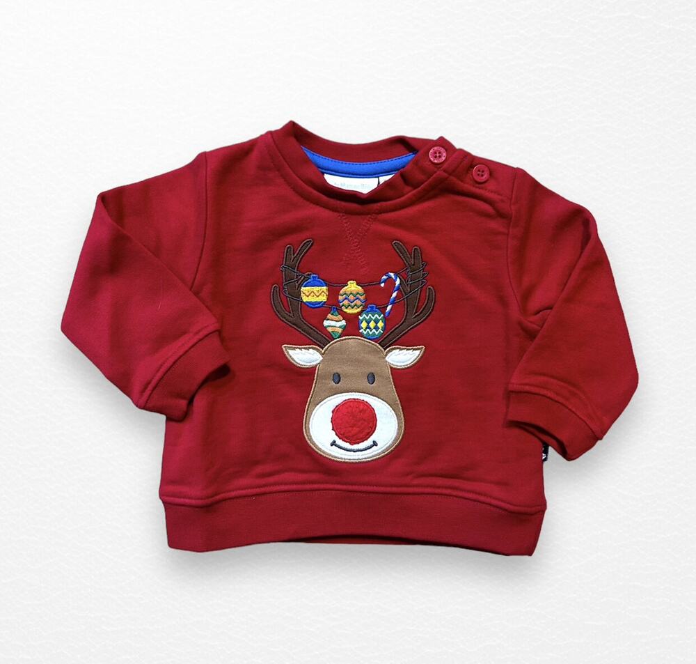 NWT JoJo Maman Bebe Reindeer Sweatshirt, 0-3 Months